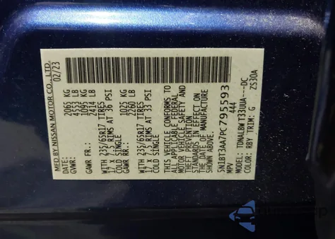 2023 Nissan Rogue S Fwd из США, поврежденный, VIN 5N1BT3AA7PC795593